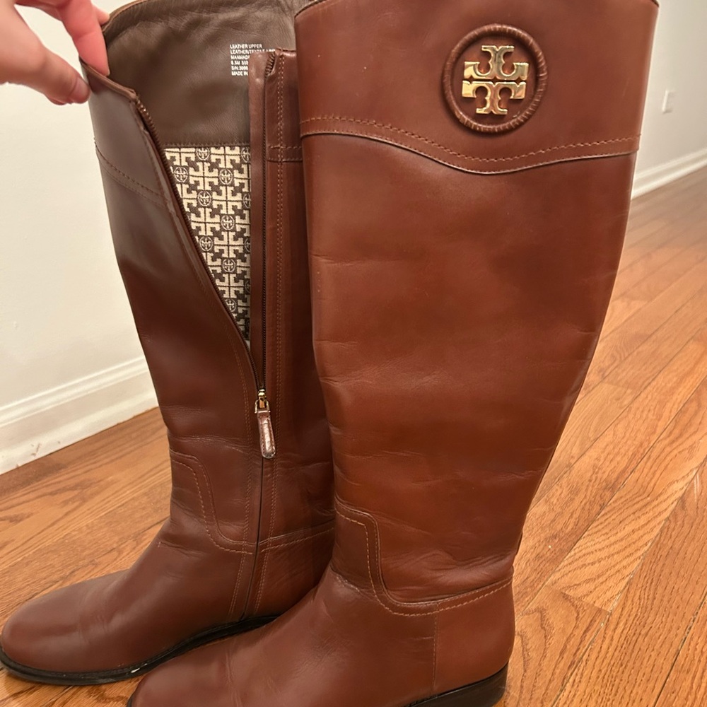 Tory Burch Brown Leather Riding Boots